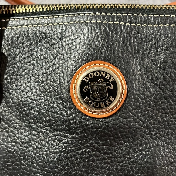 Dooney & Bourke Black Leather Bag with Tan Trim - Picture 2 of 3